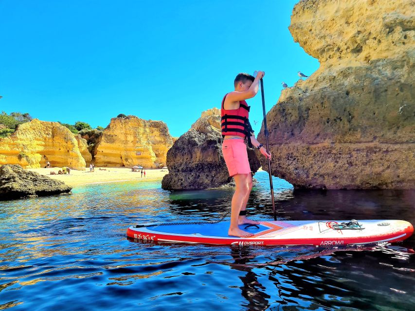Albufeira: Stand Up Paddle Lesson and Coastal Tour - The lesson: learning to stand and paddle