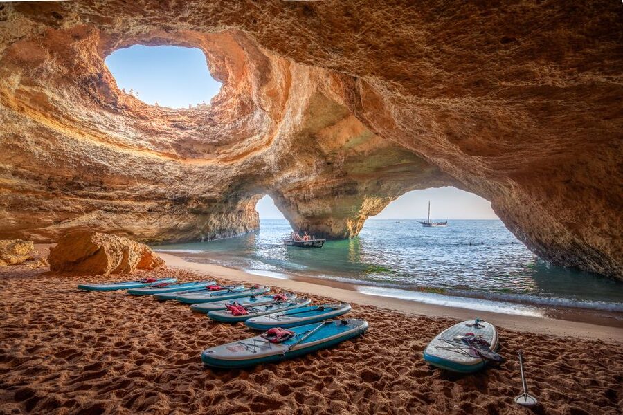 Algarve: Benagil Caves SUP Tour since 2016 - Starting at Benagil Beach with less carrying