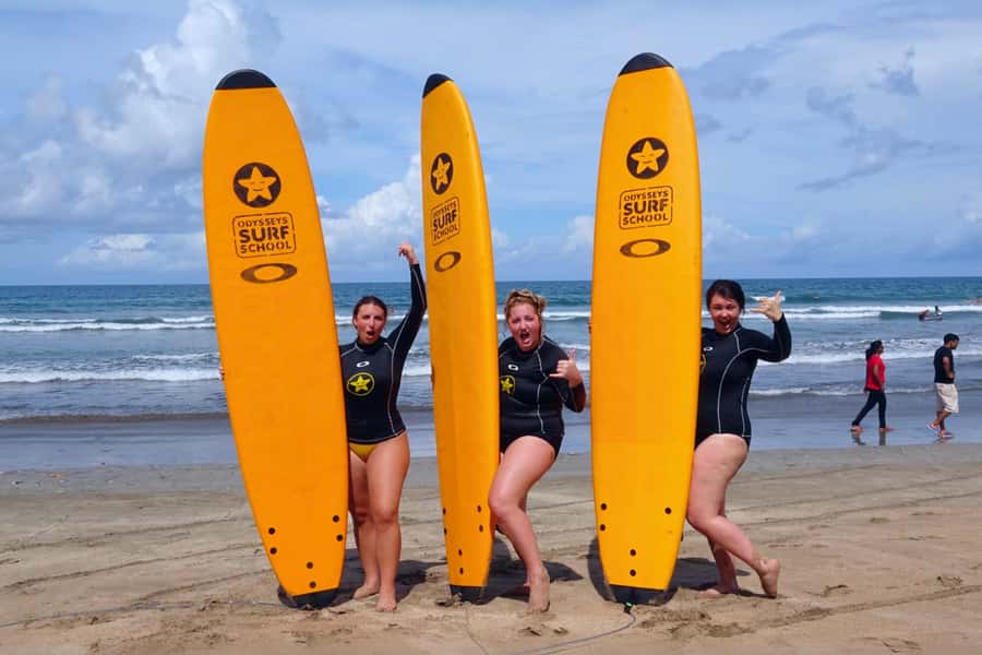 Bali; Group Surf Lesson for Beginners (Non-swimmer Friendly) - Practicing in waist-deep water