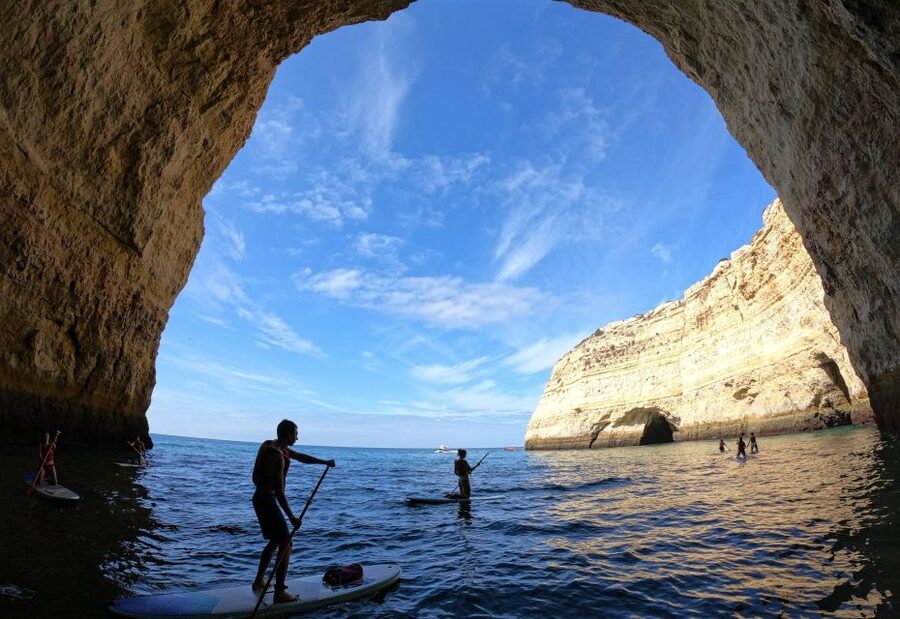 Benagil: Stand-up Paddle Board or Kayak Tour - Entering Algar de Benagil by kayak or paddle board