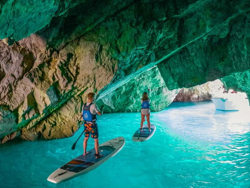 Capri: Caves and Beaches Paddle Board Tour with Photos - Paddling along Via Krupp