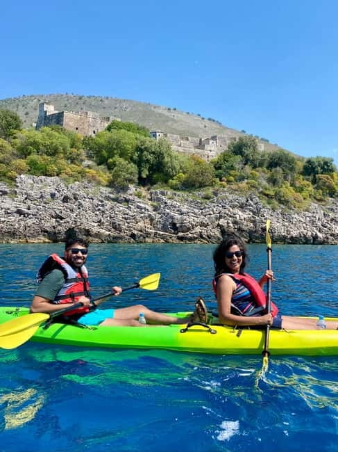 Caves of Porto Palermo: Kayak/SUP Tour with Castle Sea View - The first beach and 30 minutes in the water