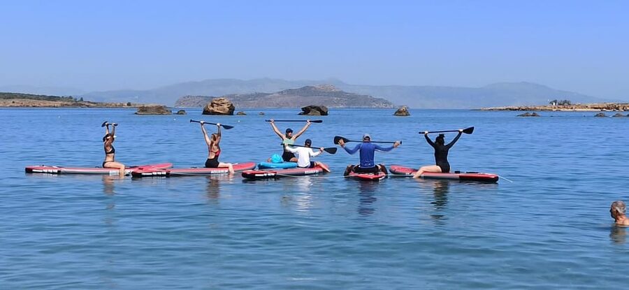 Chania: Morning or Sunset Stand-up Paddleboard Pilates - Pilates on a Paddleboard at Nea Chora Beach