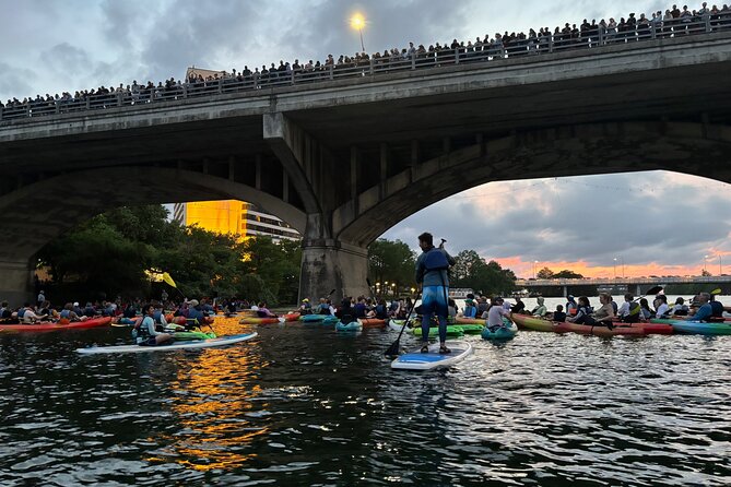 Congress Avenue Bat Bridge Paddleboard Tour - Sunset views of Austin’s downtown towers