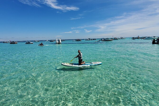 Crab Island Party. Lily Pad, Paddleboard, Speaker and Cooler - Emerald Coast beaches and the harbor