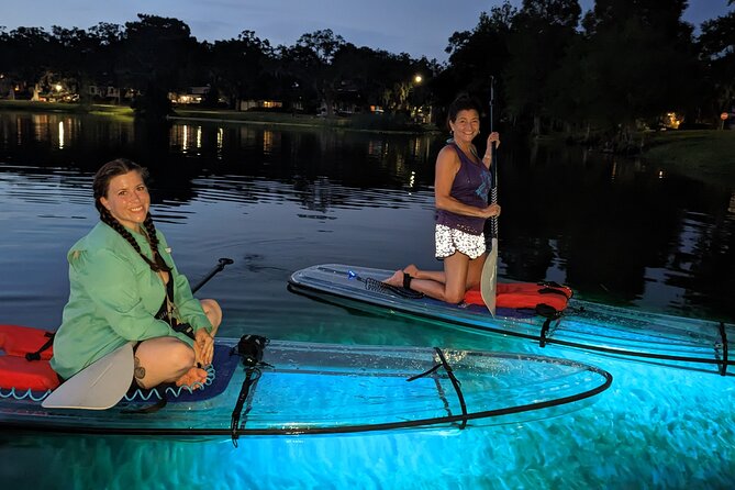 Date Night LED Glow Clear Kayak or Paddleboard & Champagne - Stars and underwater light on the second session