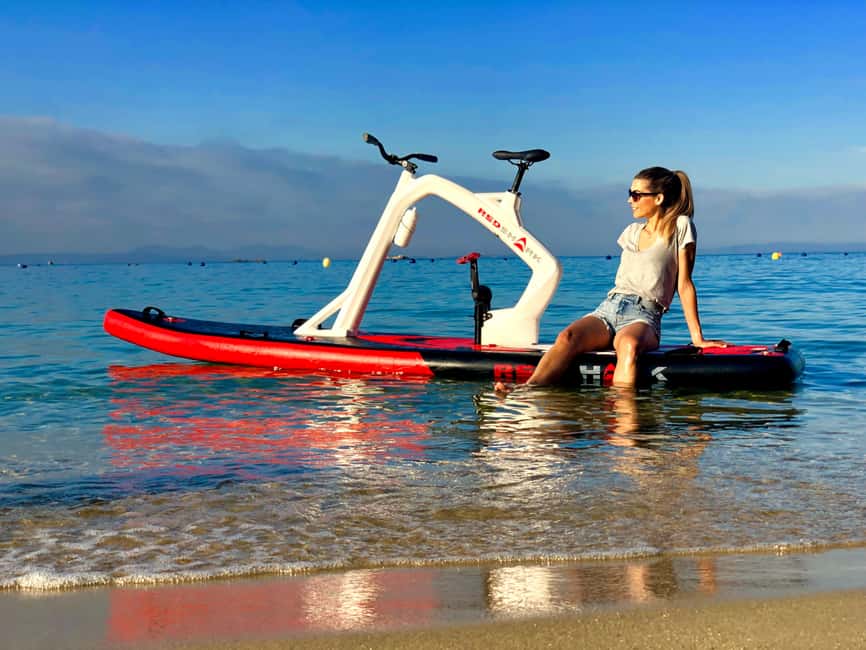 Exclusive sup bike excursion in Cala Ferrera - Pedaling a floating bike from Cala Ferrera