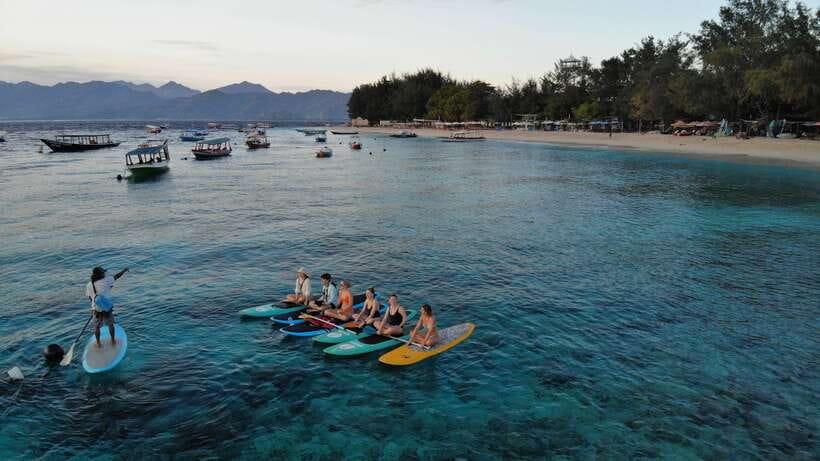 gili sunrise Stand-up paddle boarding or kayaking (droneshot - Gili Meno’s Lake and a Beachfront Lunch Option
