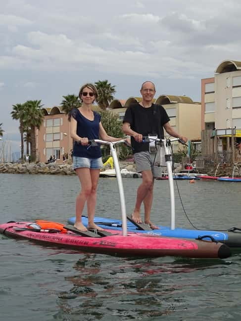 Gruissan: aquastepper rental (a mix of paddleboarding and stepper) - The strange first steps at Grazel Beach