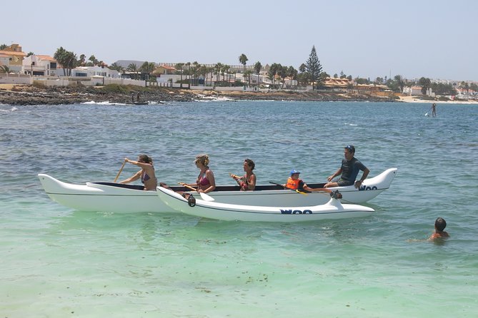 Hawaiian Canoe, Kayak and Surfski Tour - Sharing the work across Corralejo Bay