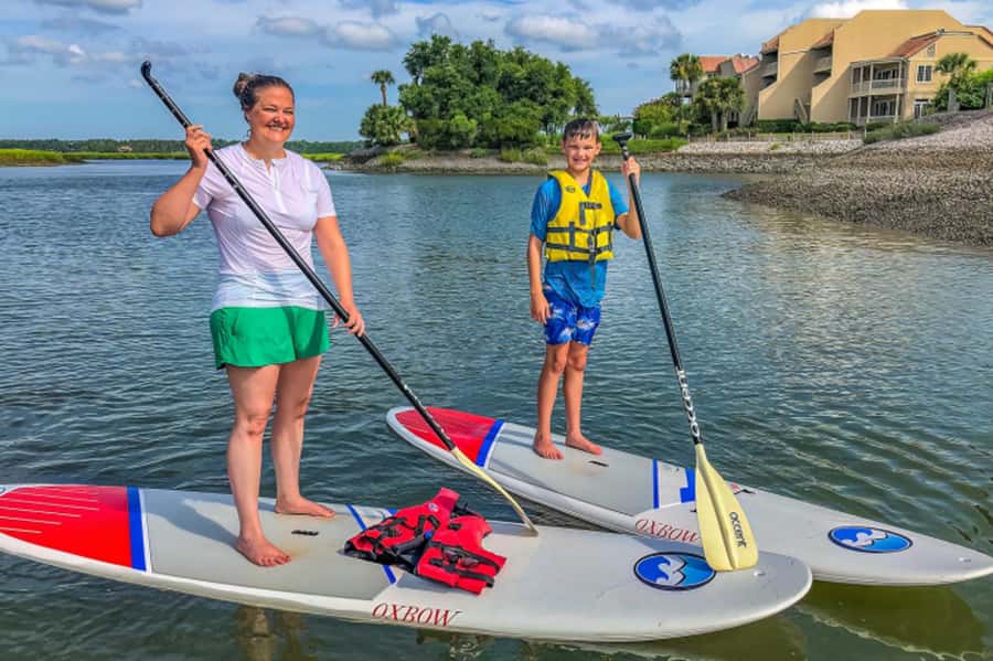 Hilton Head: Family Paddleboarding Adventure - Learning to paddle before heading out