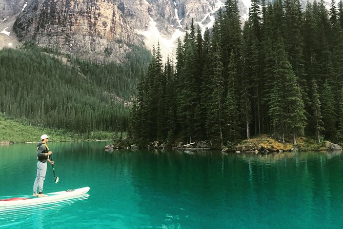Intro to Stand Up Paddleboarding, Banff National Park - Johnson Lake scenery without a crowded-water feel