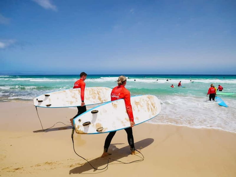 Learn to Surf in the north of Fuerteventura! - Practicing in the sea after the theory session