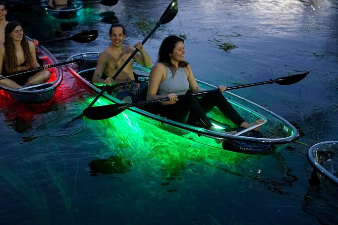LED Glow in the Dark Clear Kayak or Paddleboard in Paradise - A glowing evening on Lake Ivanhoe