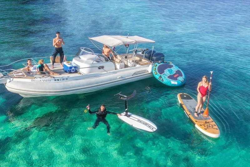 Mallorca: Private Watersports Boat. LUNCH Drinks SUP, Tubing - The first run past Punta Negra and Palmanova