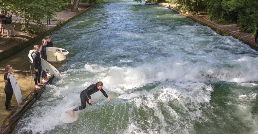 Munich: Eisbachwelle River Surfing Experience - Getting suited up for cold river water