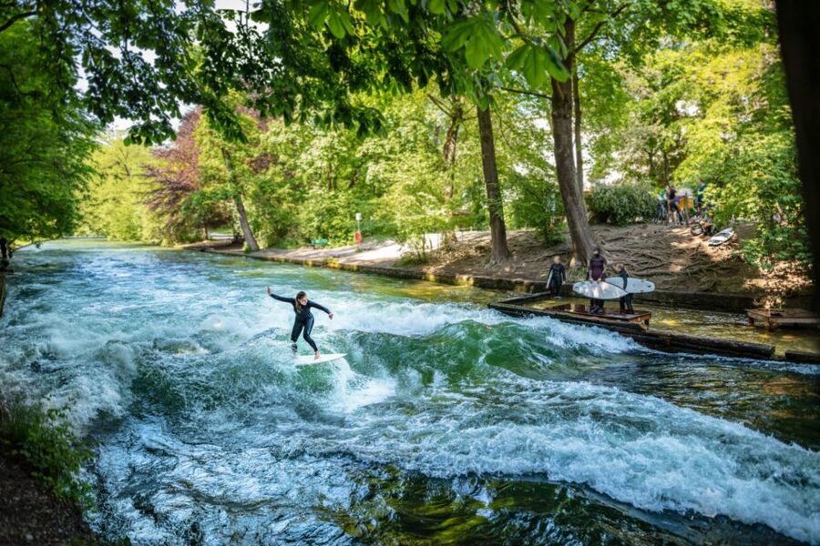 Munich Surf Experience Surfing In Munich Eisbach River Wave - Learning a wave that never travels forward