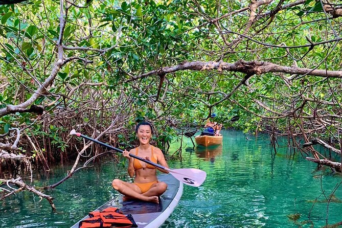Paddleboard Kayak Tour in Cancun - Following the guide into the mangrove channels