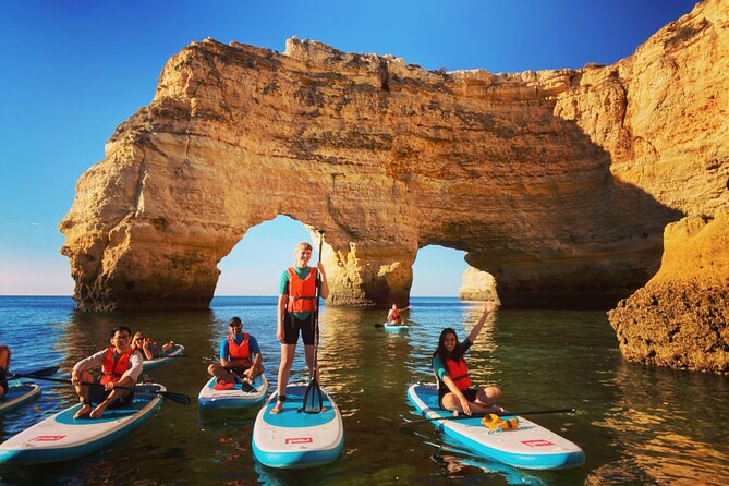 Paddleboarding adventure at Benagil caves - Entering Algar de Benagil by SUP or kayak