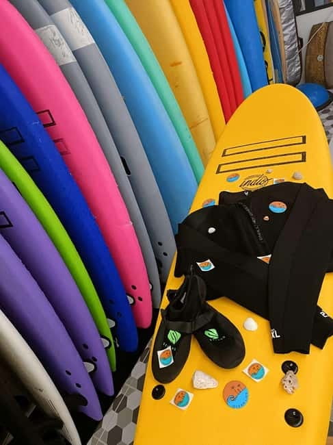 Playa de Las Américas: Premium Surf Equipment for Rent - From the blue BBVA sign to the water