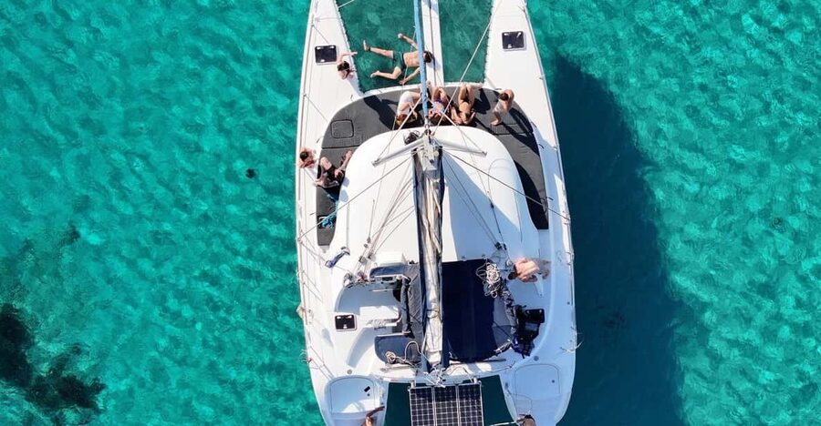 Private Catamaran Cruise Mykonos Delos with Meals & SUP - Leaving Mykonos with the wind behind you
