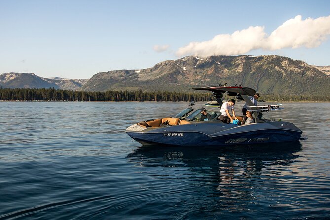 Private Wakesurf/Wakeboard Boat Charter Lake Tahoe - Tubing and swimming keep the group together