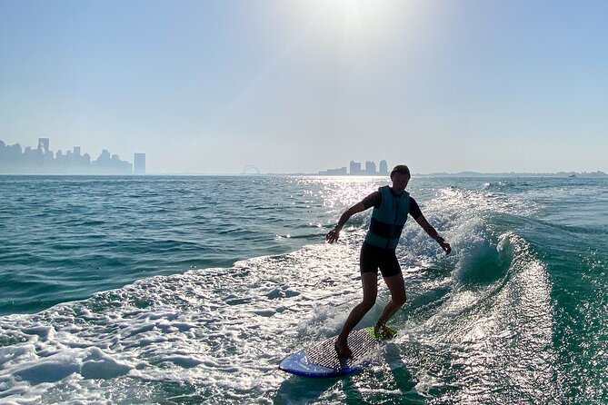 Private Wakesurfing or Wakeboarding along Doha's skyline - A private hour on the water beside Doha