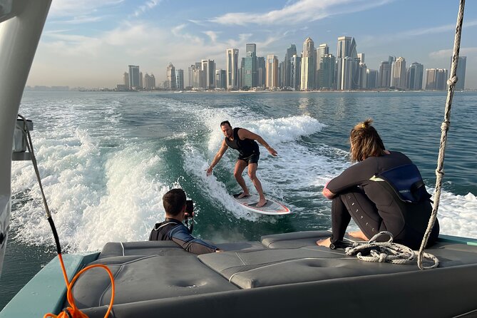 Private Wakesurfing or Wakeboarding along Doha's skyline - Meeting at Java UDoha and getting ready