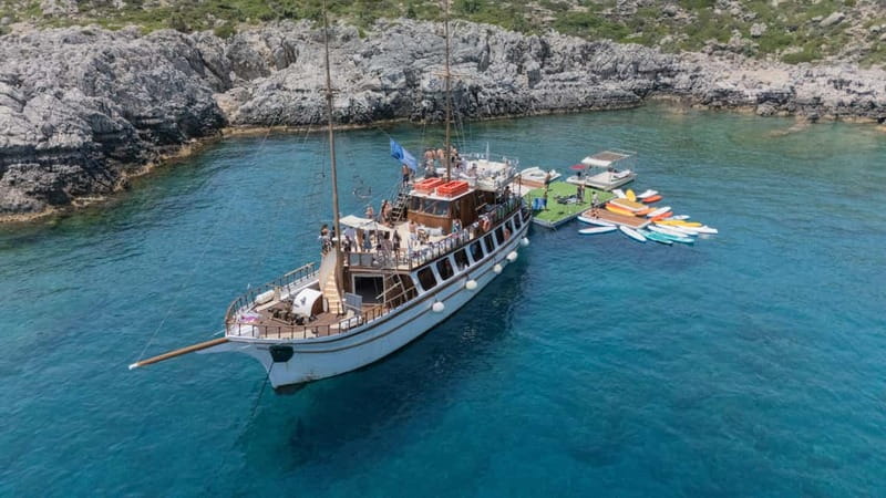 Rhodes: Gulet Trip with Food, Drinks, SUP, Kayak & Swimming - Kallithea Springs brings architecture to the water