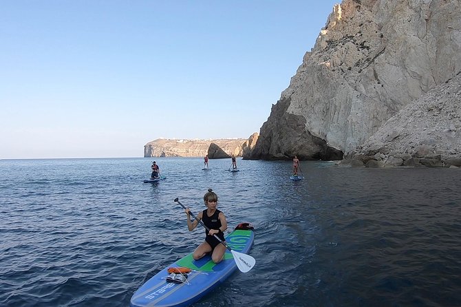Santorini: Stand-Up Paddle and Snorkel Adventure - Santorini from a paddle board