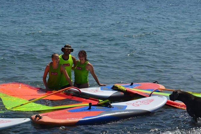Santorini Windsurfing lessons - Equipment, helmets, and radio coaching