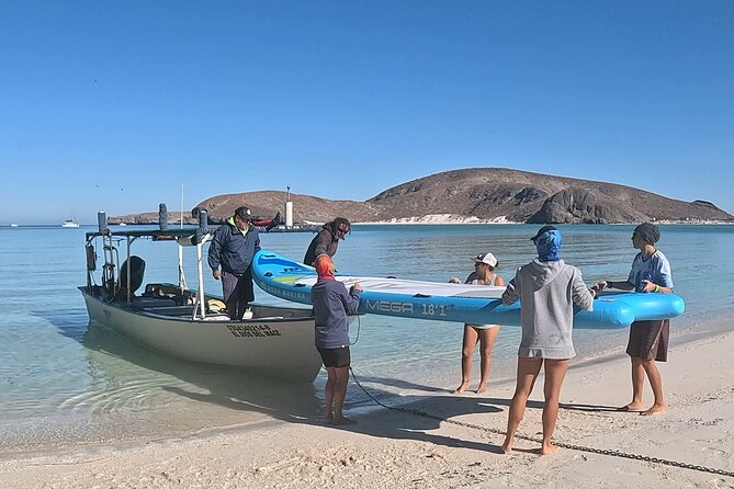 Sea Lions & Mega-Paddleboard Tour in Espiritu Santo - Paddleboarding beside desert, sea, and mangroves