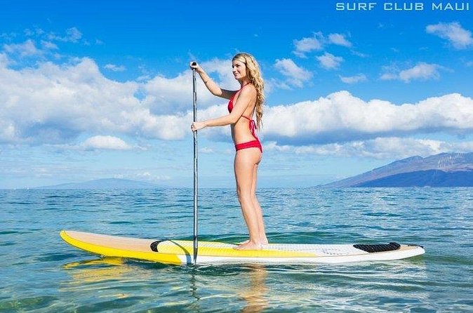 Semi Private Stand Up Paddle Boarding (SUP) Class at Kalama Beach in Kihei - Getting onto the water at Kalama Beach