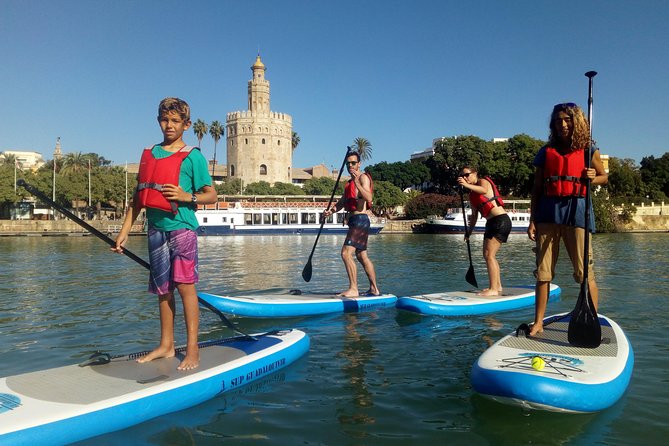 Seville Paddle Surf Sup in the Guadalquivir River - The Torre del Oro from water level