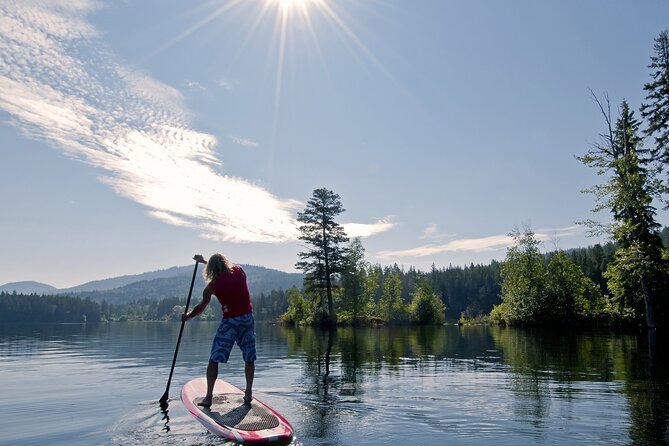 Small-Group Paddle Board and Happy Hour in Cascade Lakes - Paddleboarding beneath snow-covered peaks