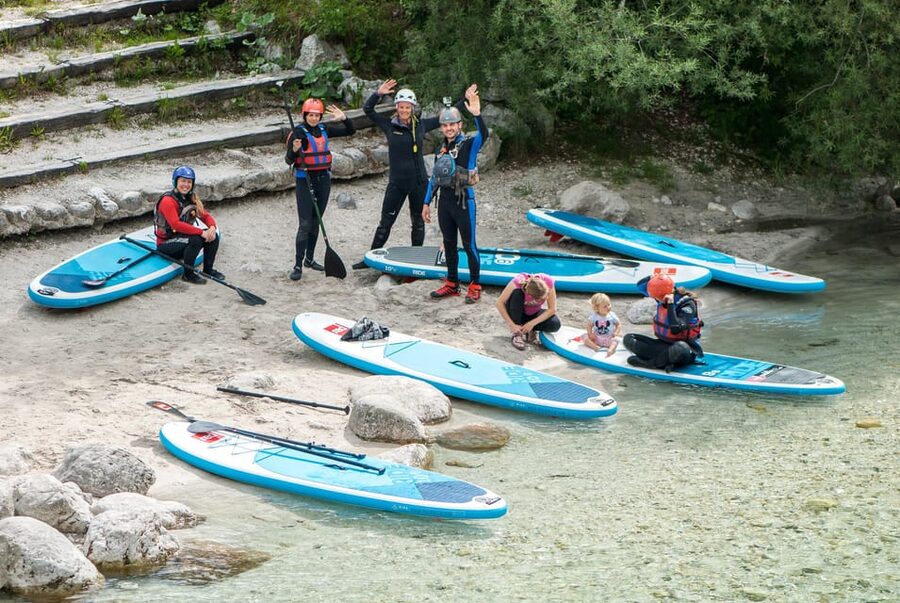 Soča Whitewater Stand-up Paddle Board: Small Group Adventure - A beach break with apples and cookies