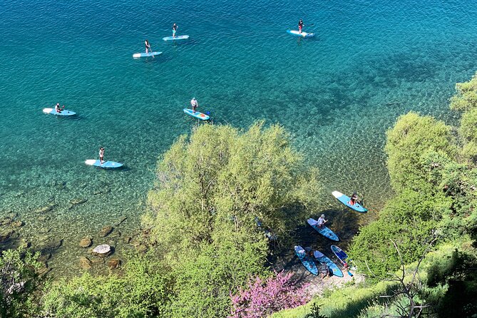 Stand up Paddle Tour in Lake Ohrid - Paddling toward Ohrid’s waterfront views