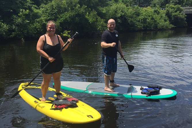 Stand Up Paddleboard Adventure on the Outer Banks - Learning to stand before paddling farther