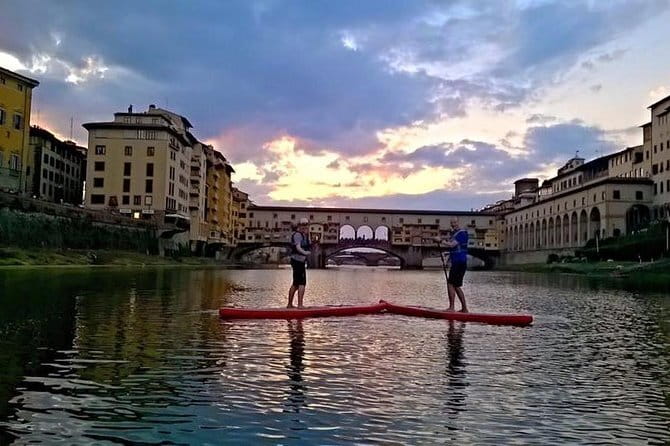 SUP at Ponte Vecchio with a Floating Drink - Florence Paddleboarding - Starting beside the Arno at Piazza Giuseppe Poggi