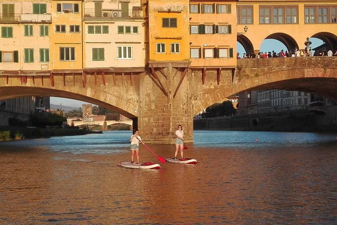 SUP at Ponte Vecchio with a Floating Drink - Florence Paddleboarding - Torre di San Niccolò and the Arno’s eastern edge