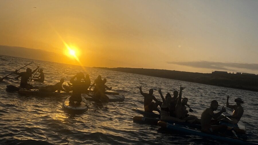 Tenerife: Sunset Stand-Up Paddleboarding Tour - Sunset on a paddleboard in southern Tenerife