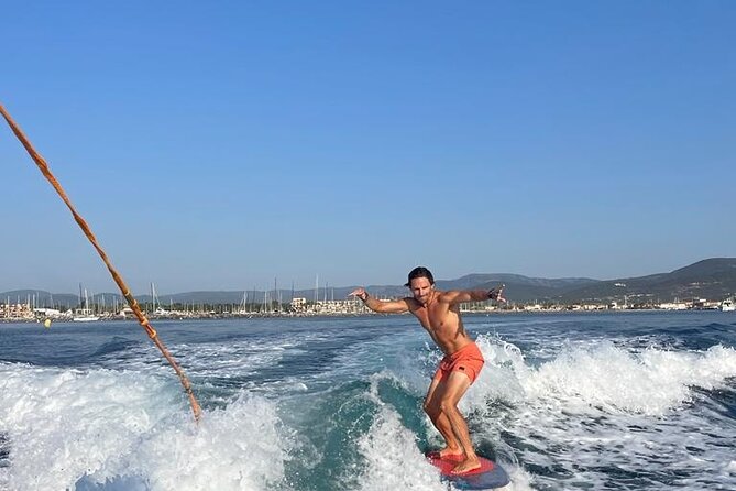 Wakesurfing, wakeboarding or Inflatable Tows in Bay of St Tropez - What this private St. Tropez boat outing is really like