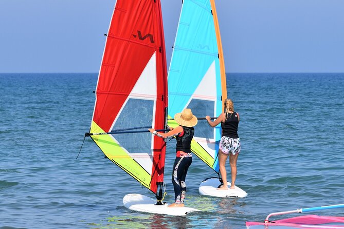 Windsurfing Lesson in Cyprus - Equipment, wetsuits, helmets, and life jackets